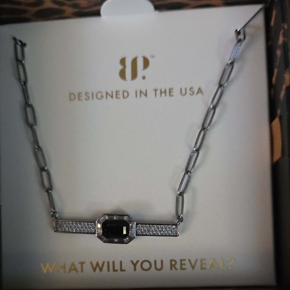 Elegant Silver Necklace with Black Accent